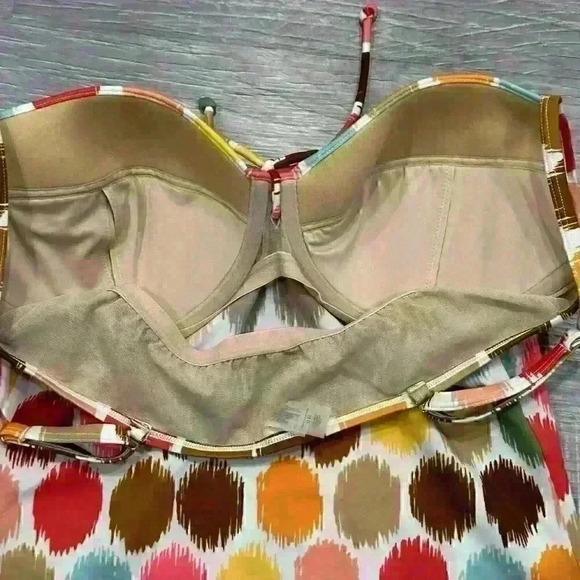 Victoria's Secret Tankini Top White w/Multi-Color Splatter Dots Size 34D - Picture 2 of 7